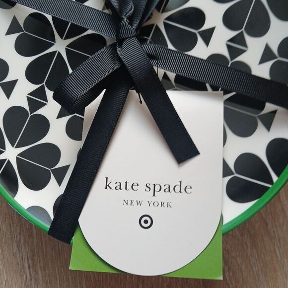 Kate Spade NY x Target 2025 Black and White Clover Appetizer Plate Set of 4 NEW - Picture 9 of 10